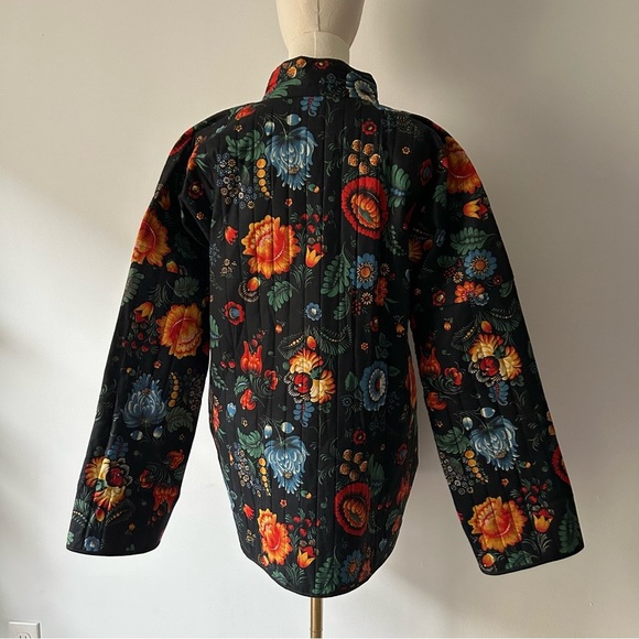 Vintage Wildflower Floral Botanical Quilted Togggle Jacket - Picture 7 of 10